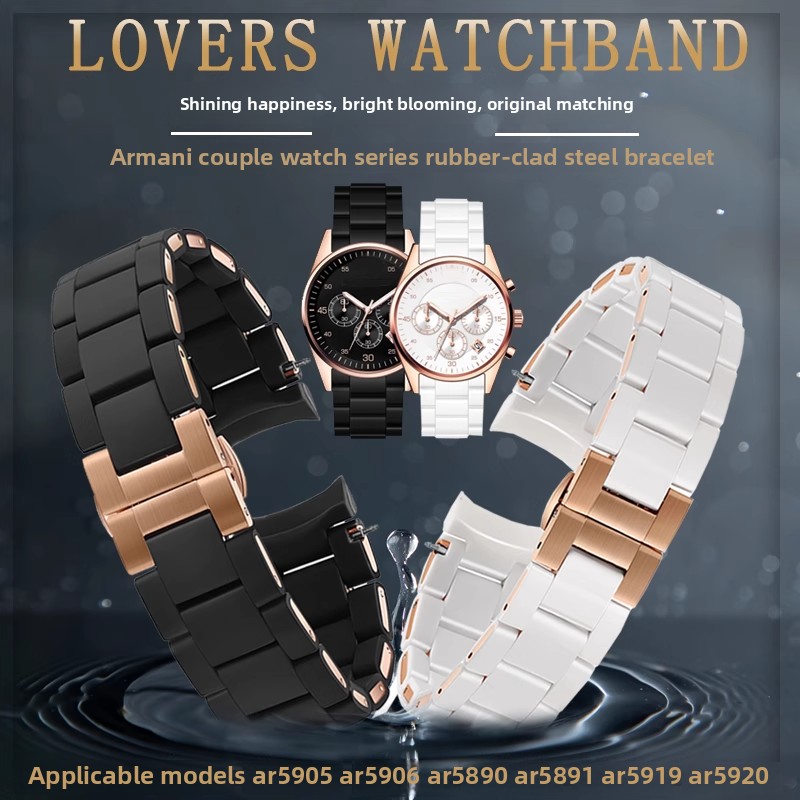 Rubber clad steel Watchband Fo - Men'S Accessories Armani review and price