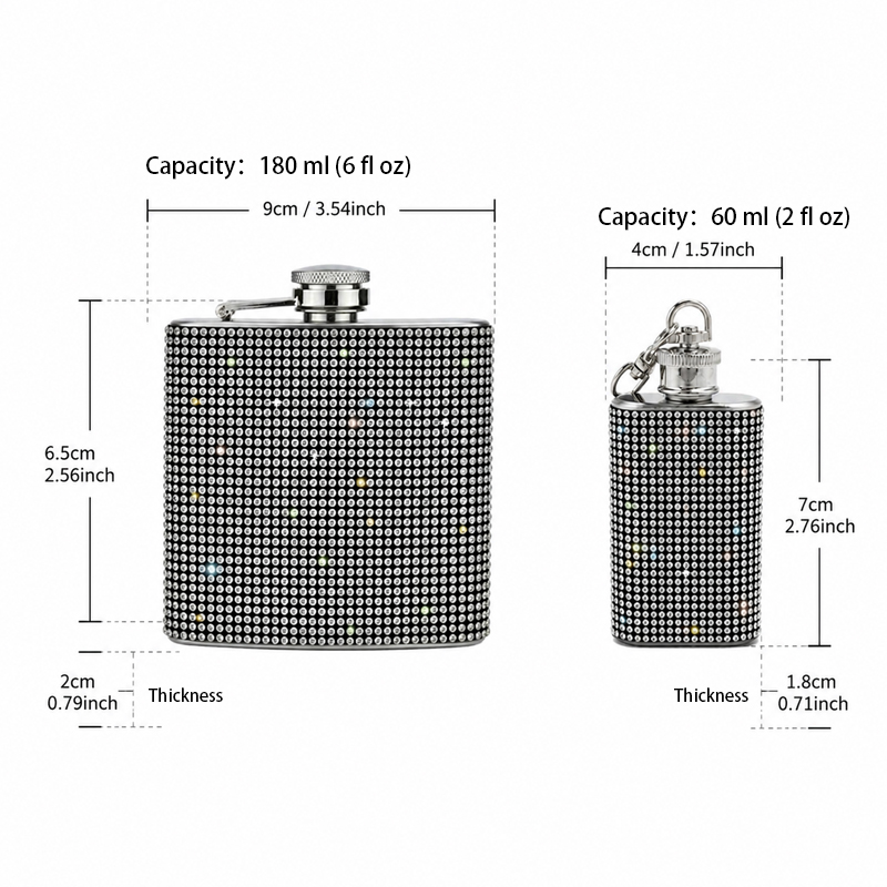 Rhinestone Portable Hip Flask  - Flask Stainless Steel review and price